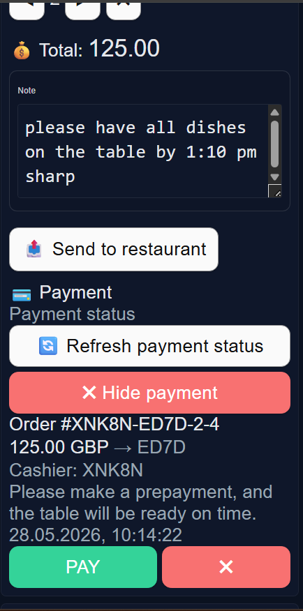 Customer receives the payment request and opens the payment page