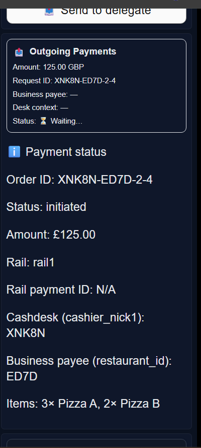 Customer receives payment status confirmation